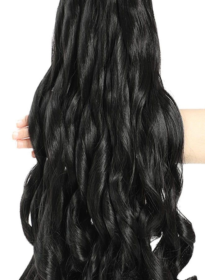 conrora French Curly Braiding Hair 24 Inch 2 Packs - Pre Stretched Bouncy Braiding Hair- Loose Wavy Synthetic Hair Extensions For Black Women (24 inch 2 packs 1B) - Image 5
